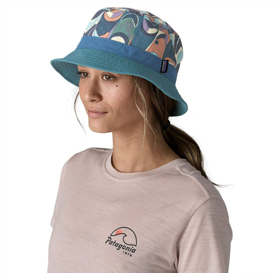 Wavefarer Bucket Hat, eco-friendly, blue pattern design, breathable and water-repellent.