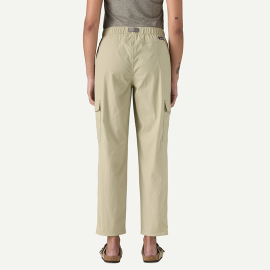 Women's Outdoor Everyday Cargo Pants in beige, versatile and eco-friendly with recycled nylon, DWR coating, and UPF 40+ protection.