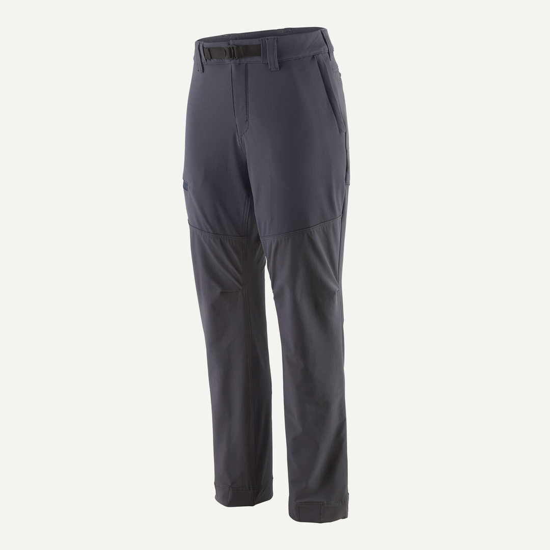 Terravia Peak Pants - resilient, stretchy nylon blend hiking trousers with DWR finish, integrated belt, reinforced knees, and ample storage pockets.