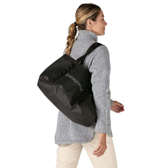 25L Black Hole Tote, lightweight recycled polyester, Fair Trade Certified.