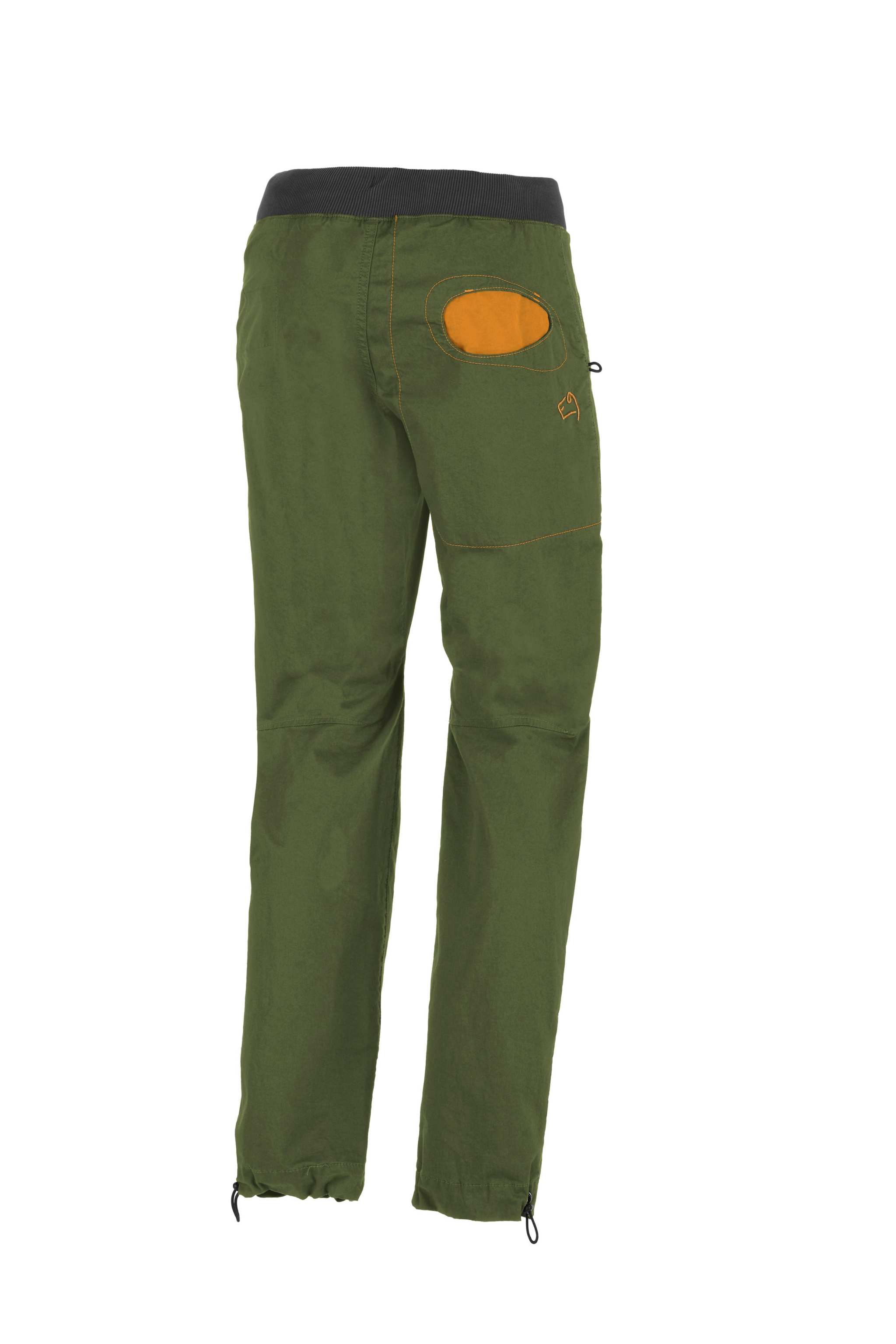 Pantaloni outdoor e climbing in cotone biologico elasticizzato con tasche a contrasto e vita regolabile, design tecnico e comfort eccellente.