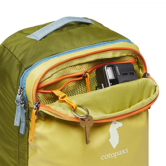 Allpa Mini 20L Travel Pack with suitcase-style opening and key clip.