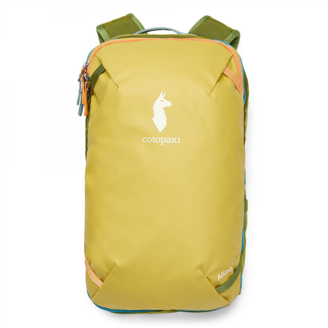 Allpa Mini 20L Travel Pack in durable, weather-resistant recycled materials with adjustable straps.