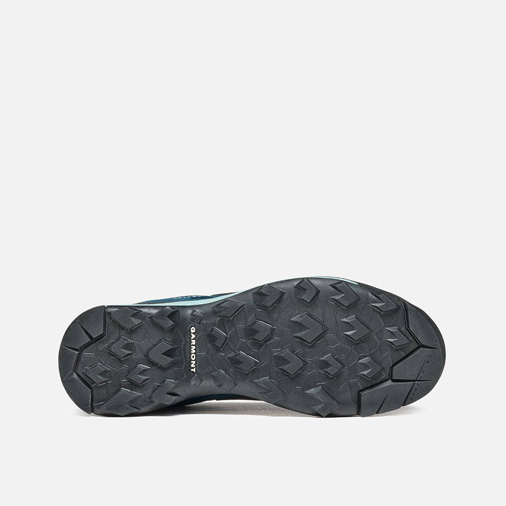 Dragontail WP mountain hiking shoes with waterproof suede upper and extended lace design.