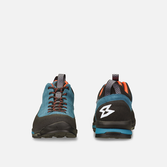 Dragontail WP hiking shoes with suede leather upper and extended lacing, ideal for mountain trails.