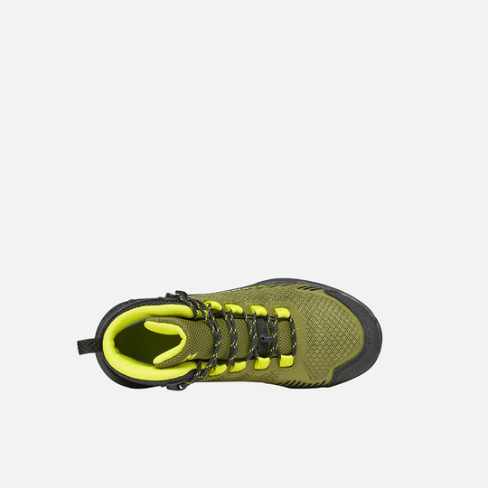 9.81 Kids Pulse Mid WP shoe with breathable polyester upper and waterproof G-DRY membrane.