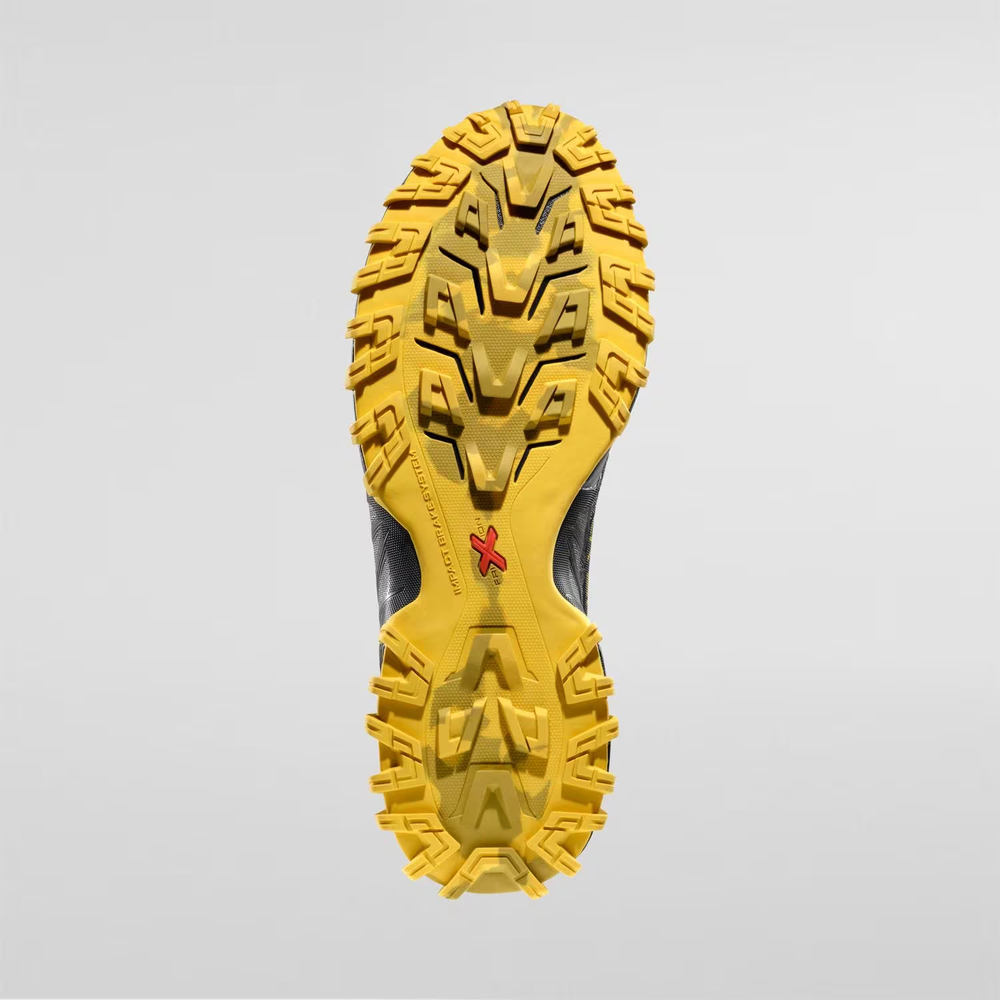 Bushido III shoe with FriXion® Red bi-compound sole, aggressive tread pattern for enhanced grip on varied terrains.