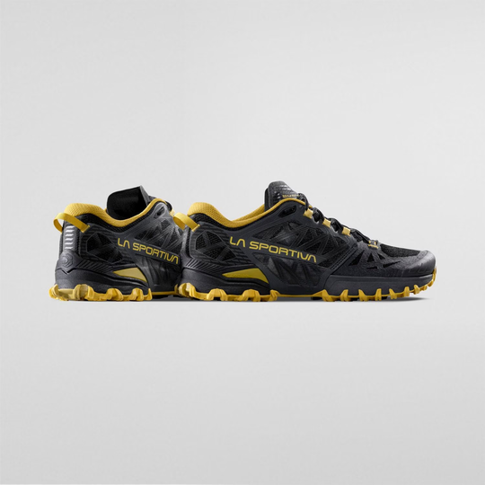 Bushido III trail running shoes by La Sportiva with bi-compound FriXion® Red sole for off-road stability and enhanced breathability.
