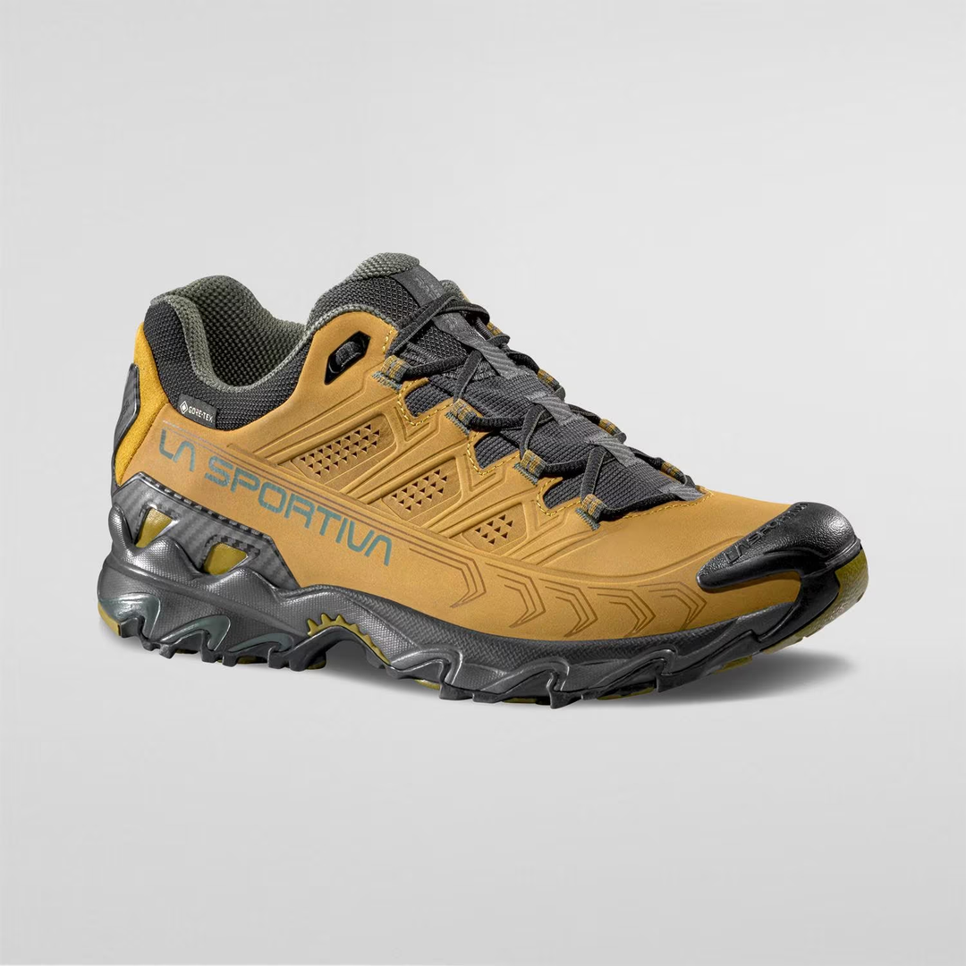 Ultra Raptor II Leather GTX hiking shoe in Nubuck with GORE-TEX, FriXion Blue sole.