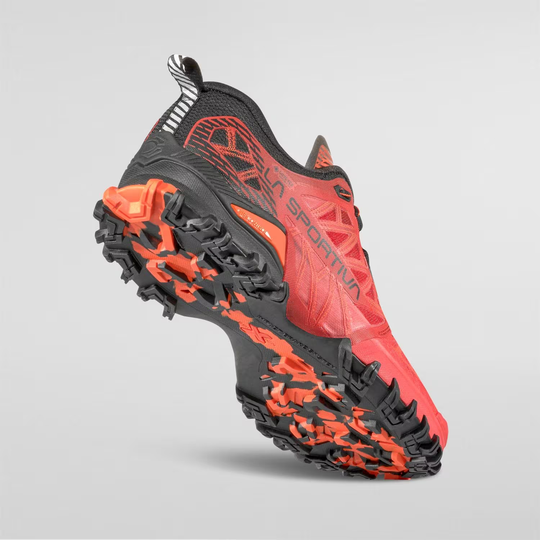 Bushido III GTX trail running shoe with red breathable mesh, GORE-TEX Invisible Fit, FriXion Red sole, and impact brake system.
