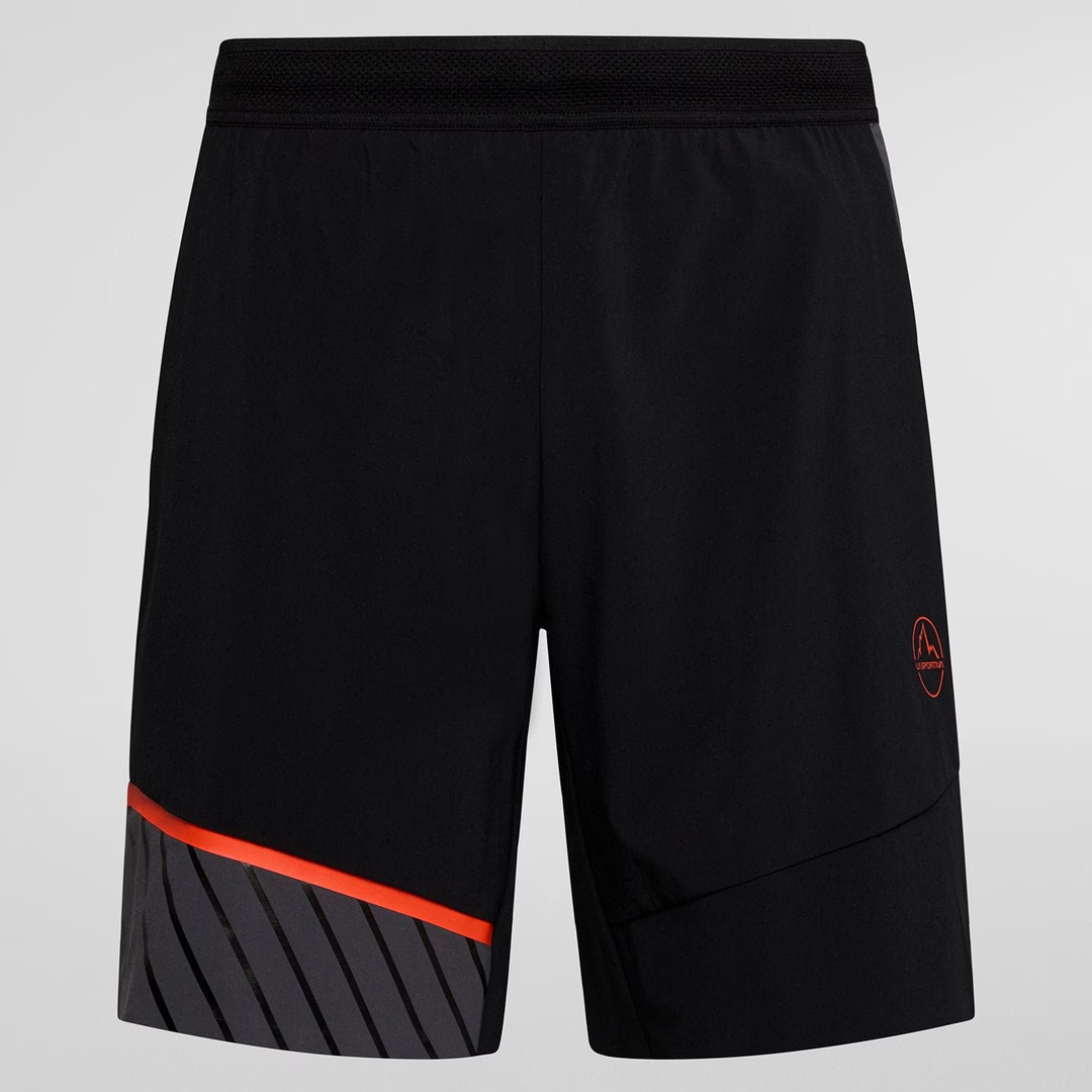 Lightweight and durable climbing shorts, elastic waist, quick-dry recycled material, slim fit.