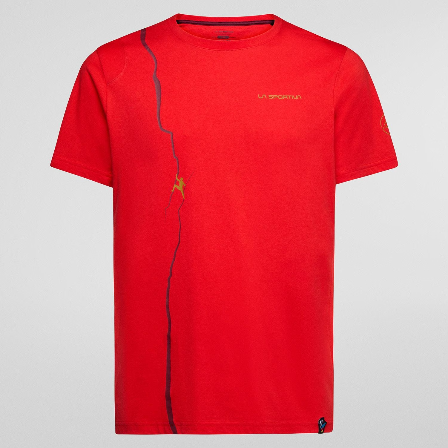 Red Route T-Shirt M, slim fit, 100% organic cotton, ideal for mountain adventures.