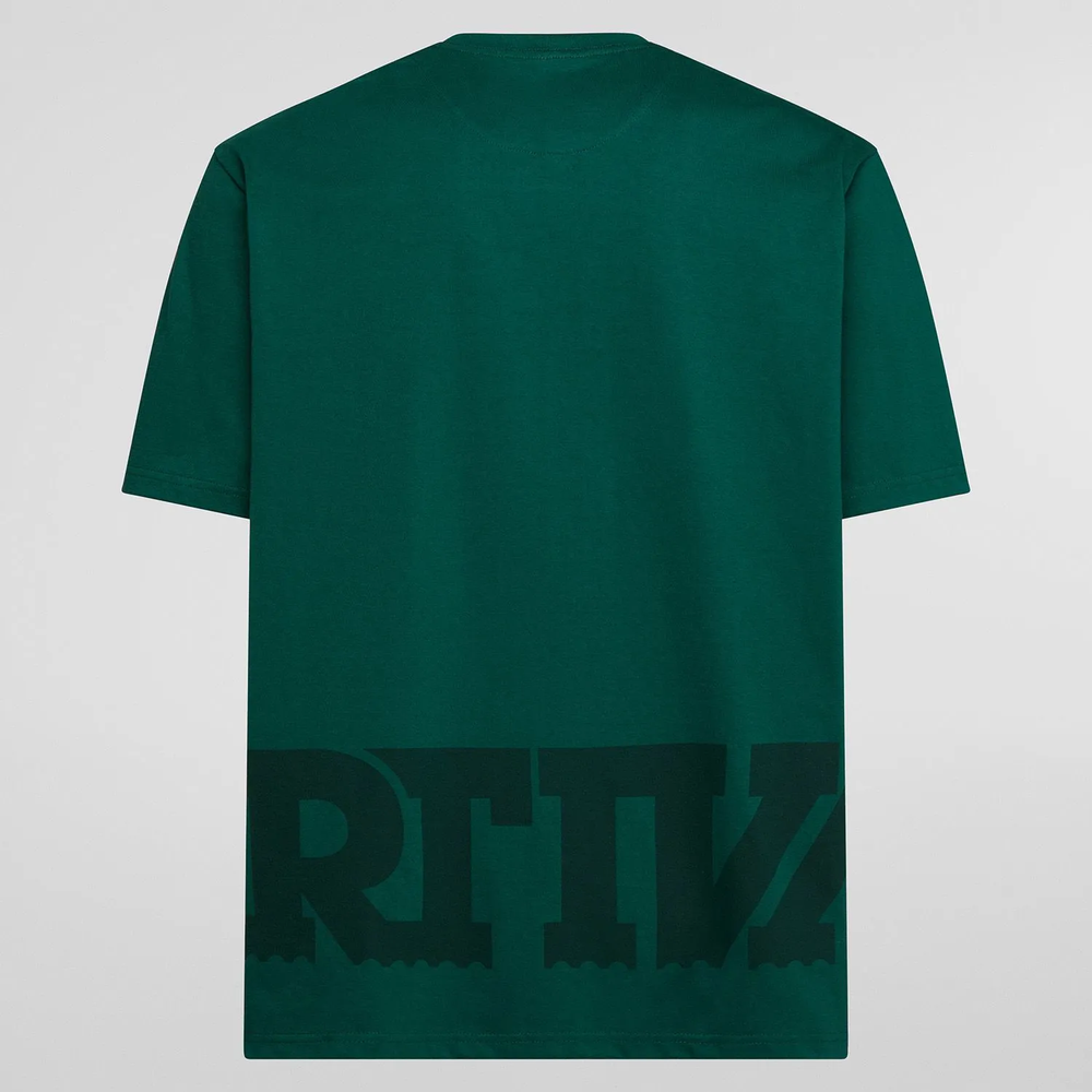 Back view of green Big Laspo T-Shirt M in organic cotton for climbers.