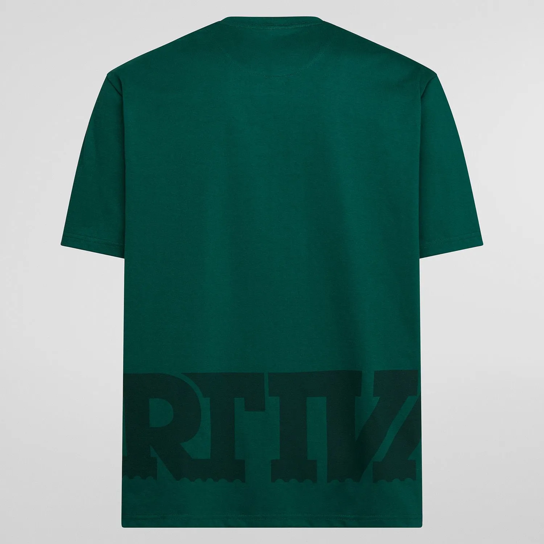 Back view of green Big Laspo T-Shirt M in organic cotton for climbers.