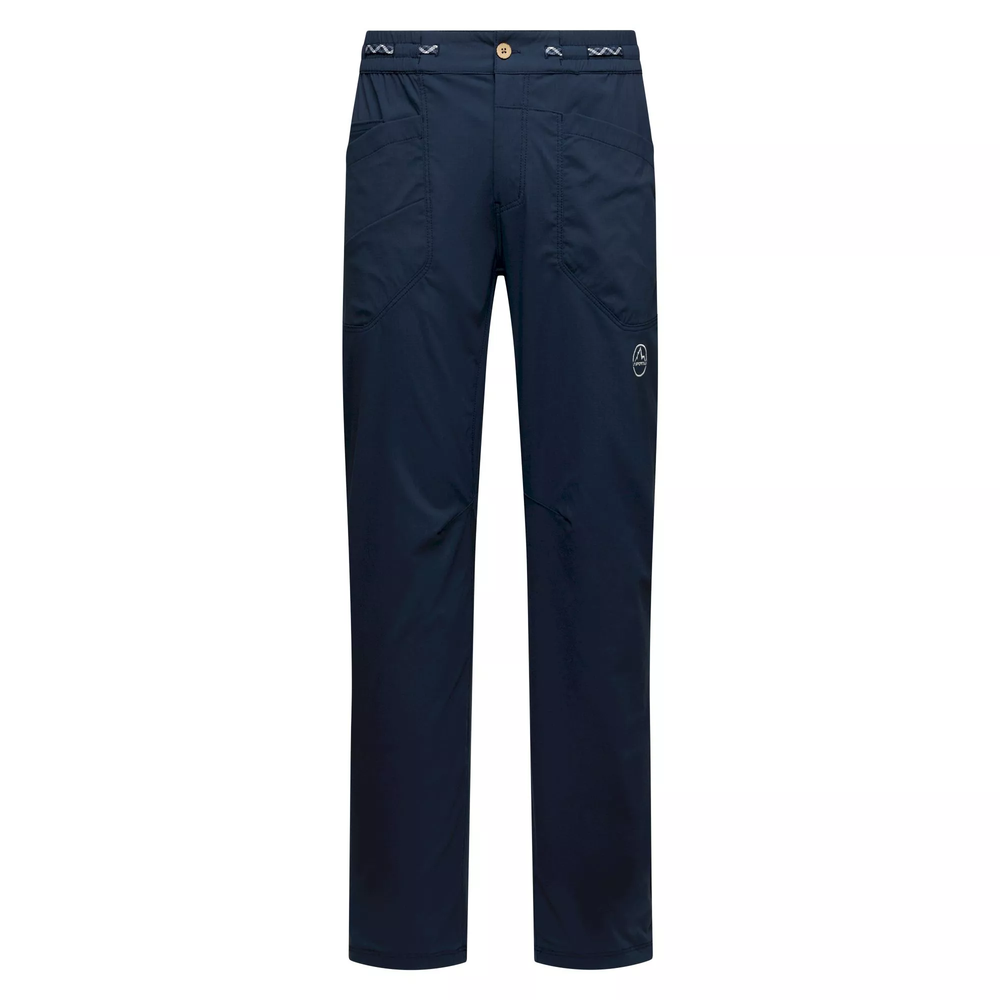 Labyrinth Pants M, elastic and durable climbing pants in dark navy color.