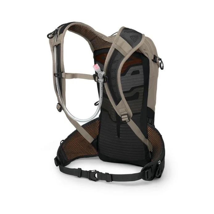 Raptor 10 hydration backpack for mountain biking with ergonomic harness and 2.5L reservoir.