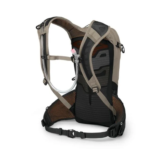 Raptor 10 hydration backpack for mountain biking with ergonomic harness and 2.5L reservoir.