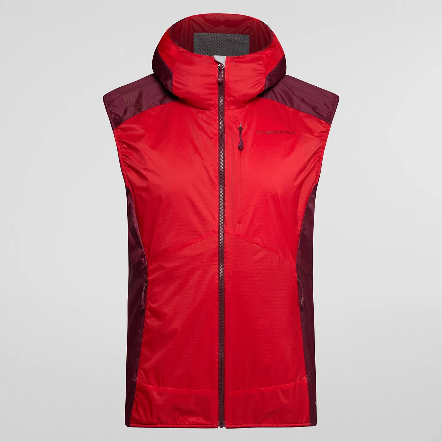 Across Lite Vest M in red and burgundy tones, front view.