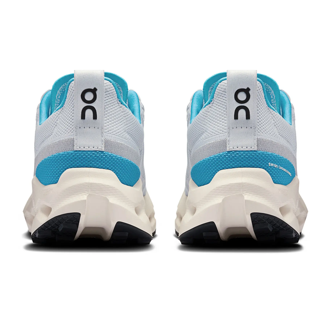 Trail running shoes with blue and white design, featuring CloudTec Phase® midsole and Missiongrip™ outsole for comfort and stability.
