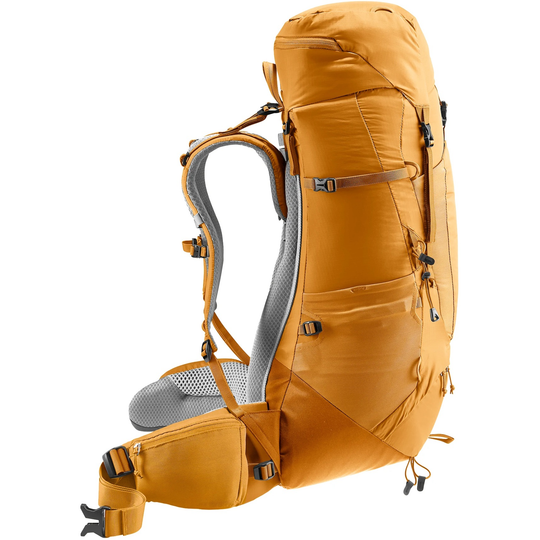 Sporty trekking backpack with adjustable fit, Aircontact Lite 40 + 10 design, ergonomic support, and multiple storage compartments.