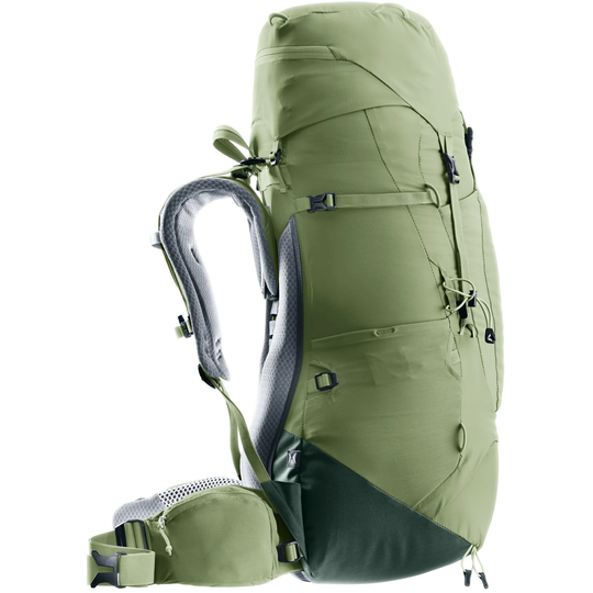 Lightweight Aircontact Lite 45 + 10 SL trekking backpack with Aircomfort back system and adjustable features for long-distance hiking.