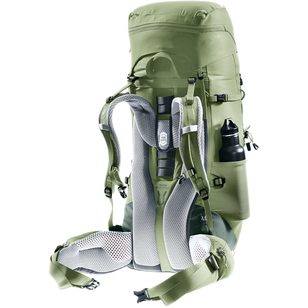 Lightweight green trekking backpack with adjustable straps, ergonomic design, and breathable back system.
