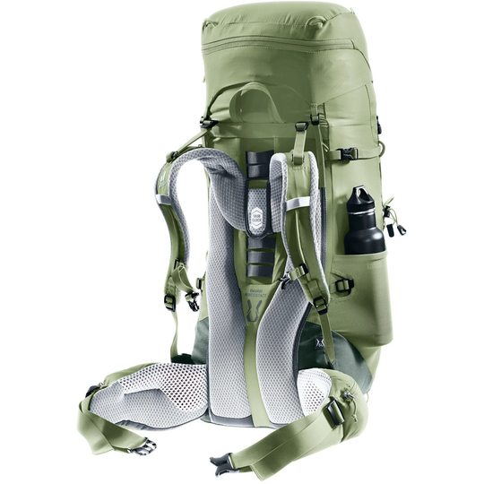 Lightweight green trekking backpack with adjustable straps, ergonomic design, and breathable back system.