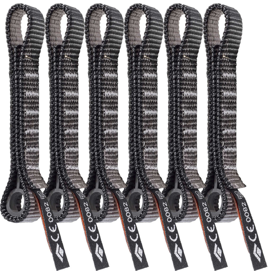 Pack of 6 Black Diamond Standard Dogbone 12 cm climbing gear with durable polyester and Straitjacket insert