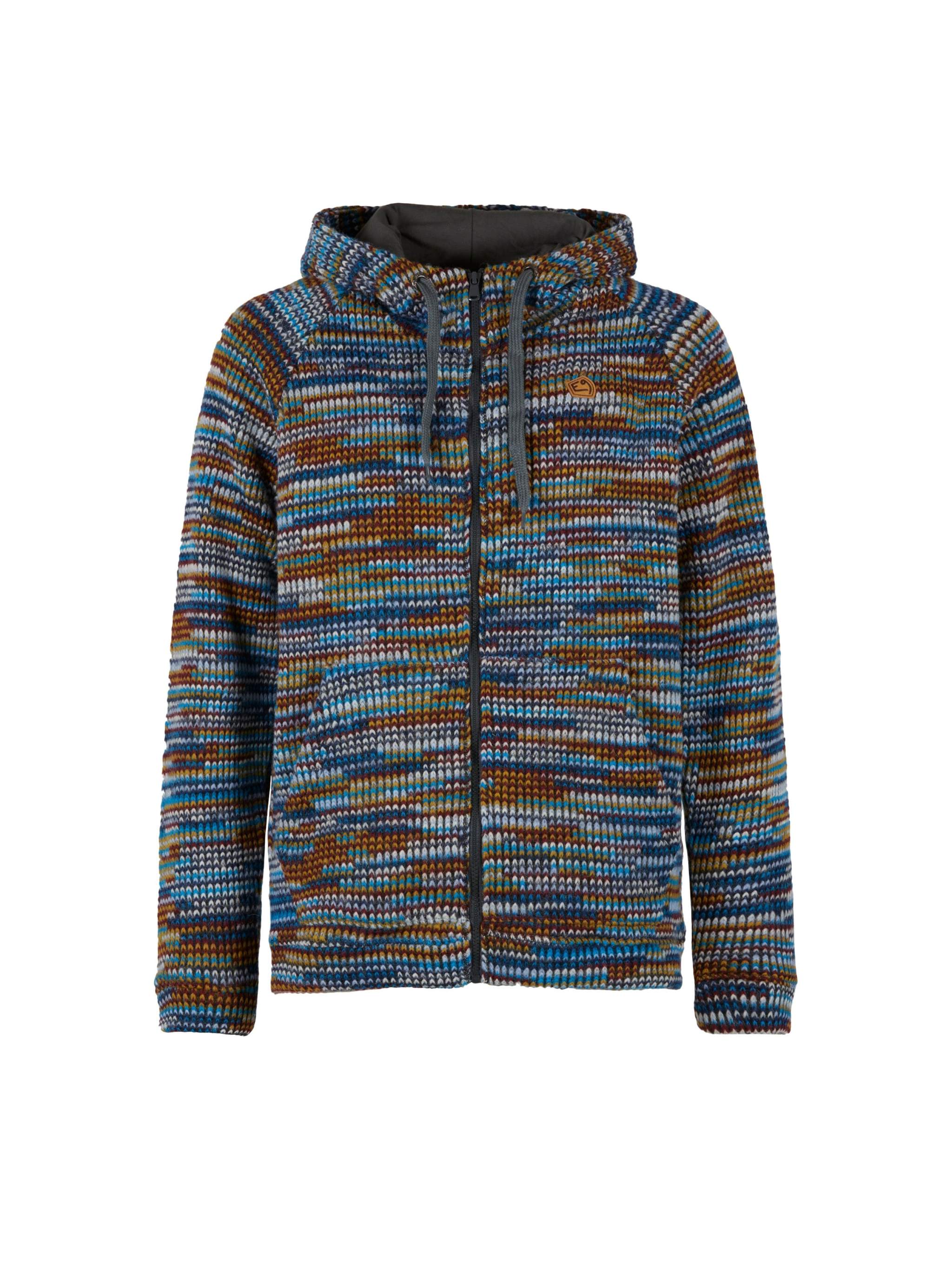 Maglia a maniche lunghe con cappuccio e cerniera frontale, tasche e patch cuore, vestibilità regolare, made in Italy