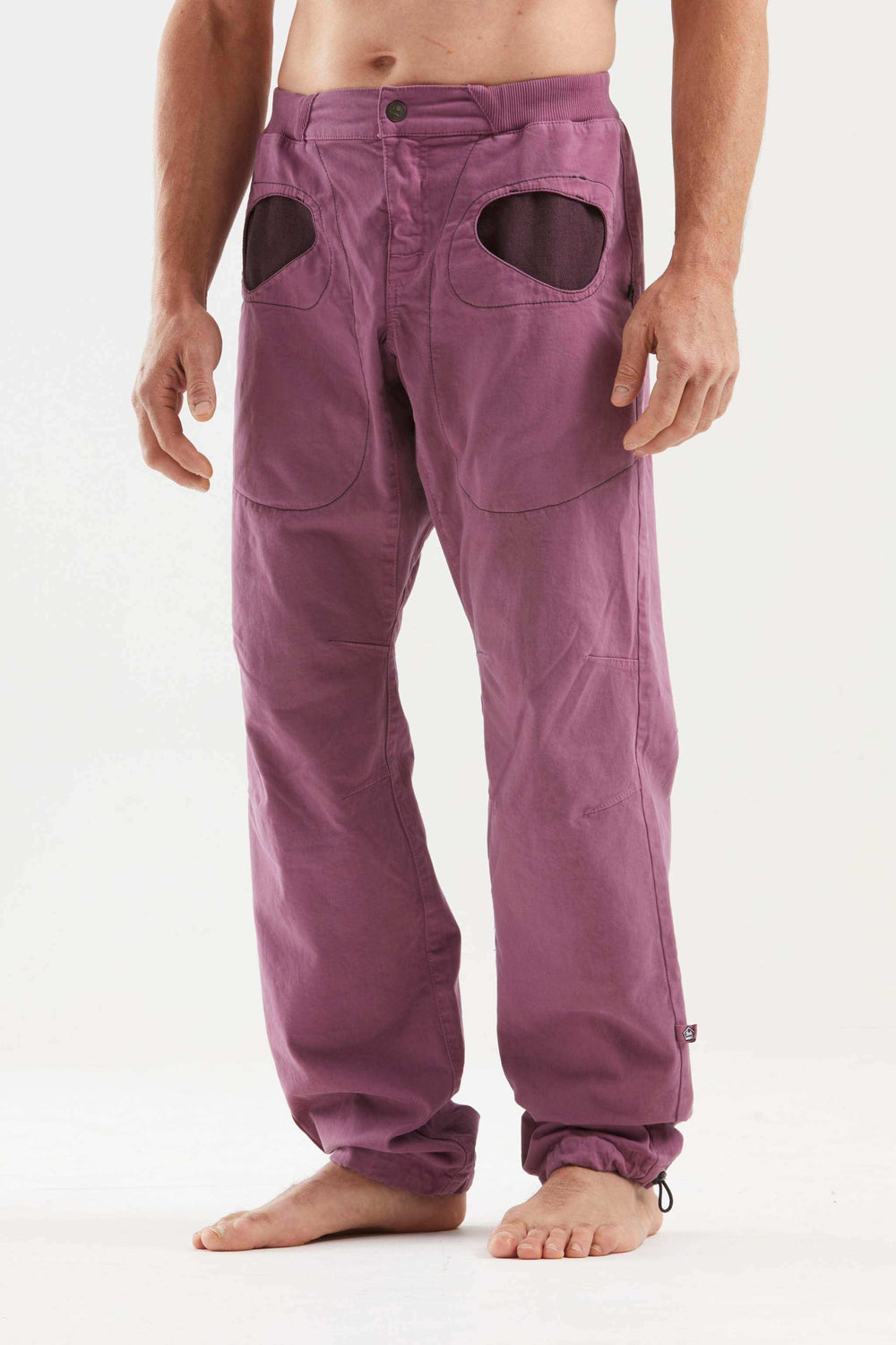 Pantaloni da arrampicata slim in raso di cotone organico con tasche stampate e vita regolabile