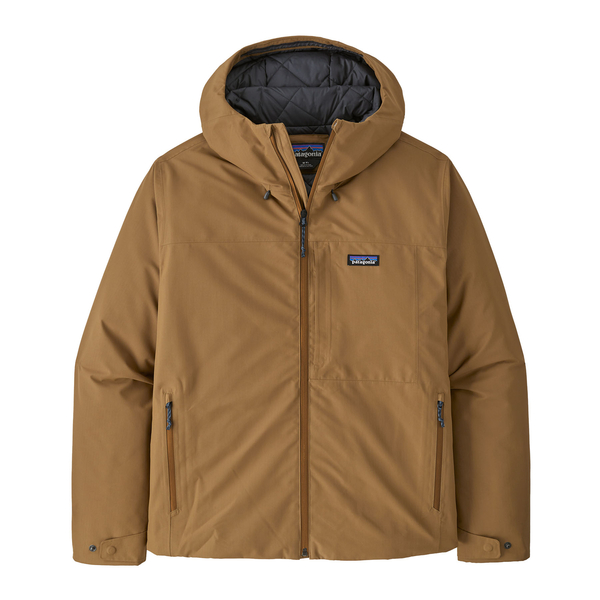 Windshadow Jkt waterproof jacket in recycled polyester with Thermogreen padding and adjustable hood, suitable for cold and rainy conditions.