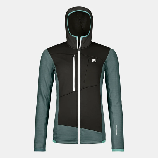 Felpa con cappuccio in pile leggera e calda con lana Merino per avventure alpine
