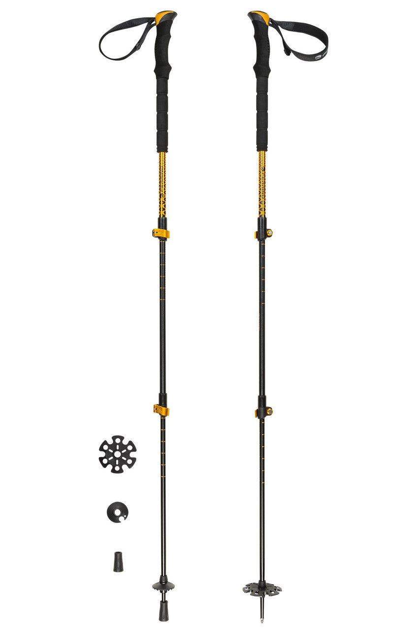 Bastoncini Trekking Mustang in lega di alluminio 7075 con manopola ergonomica e punta in tungsteno per escursionismo e scialpinismo