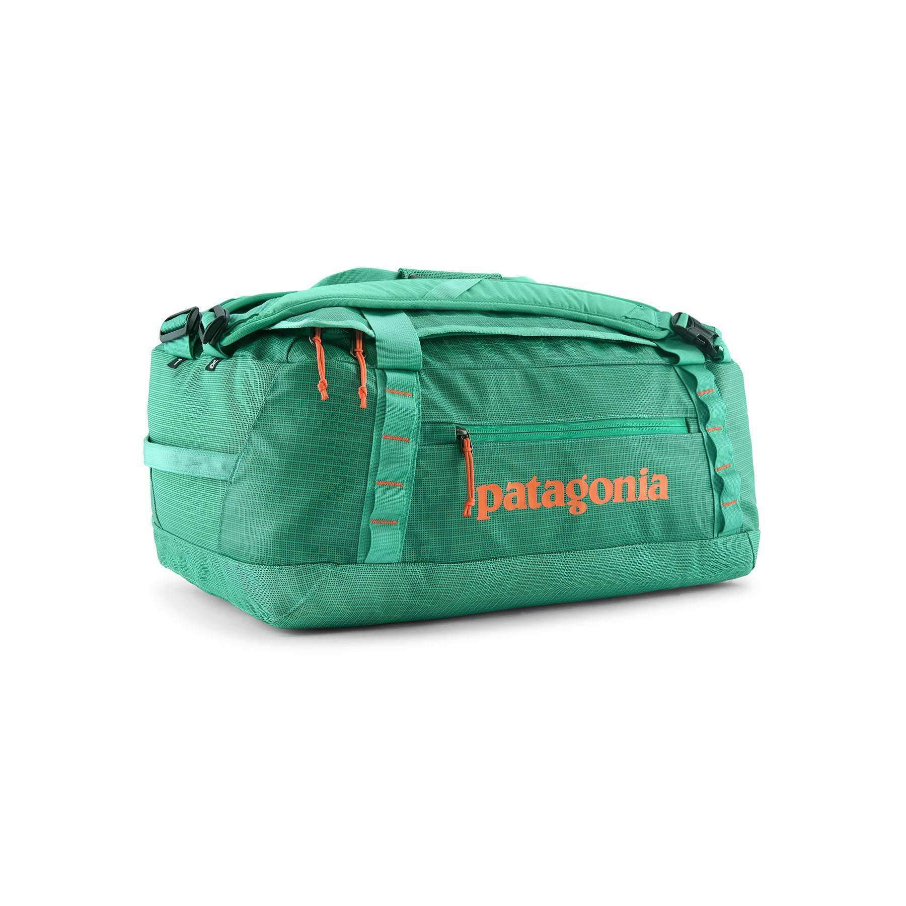 Black Hole Duffel 40L black water-resistant recycled duffel bag with removable straps and padded base