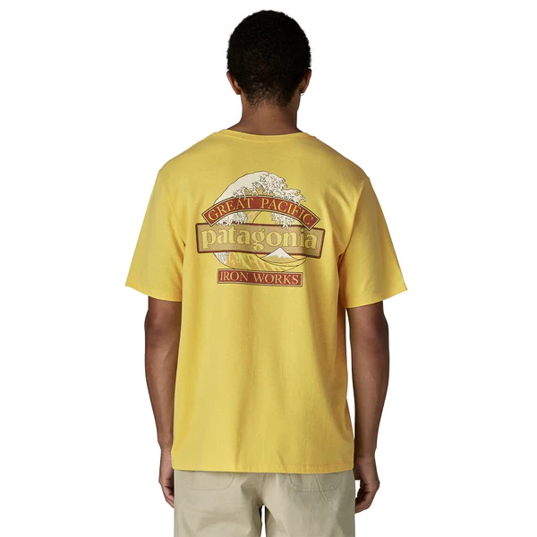 T-shirt Great Waves Responsibili-Tee uomo con logo onda Hokusai in cotone e poliestere riciclati