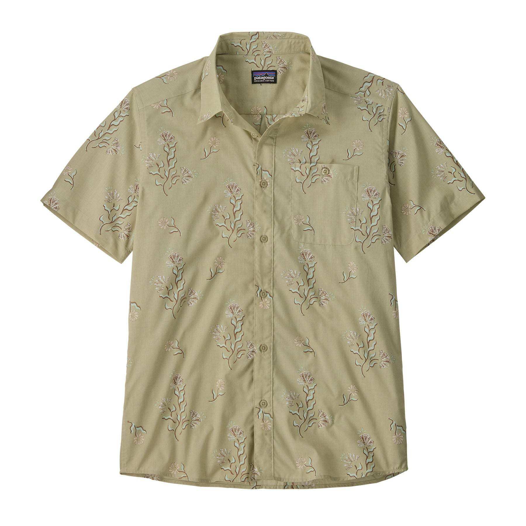 Camicia M's Go To Shirt leggera in cotone organico e poliestere riciclato con tasca sul petto e bottoni frontali