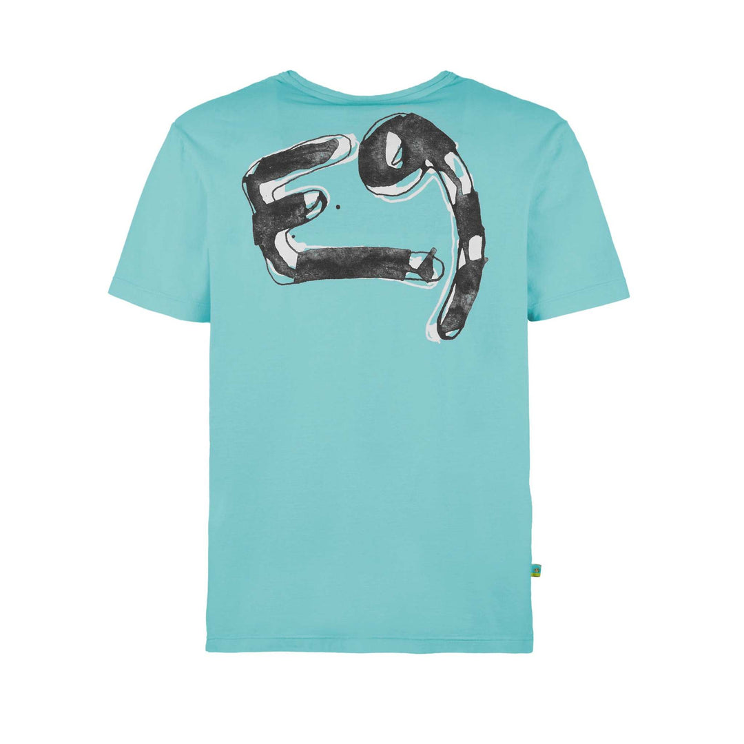 T-shirt jersey leggero in cotone biologico per outdoor e climbing con stampa logo frontale e retro