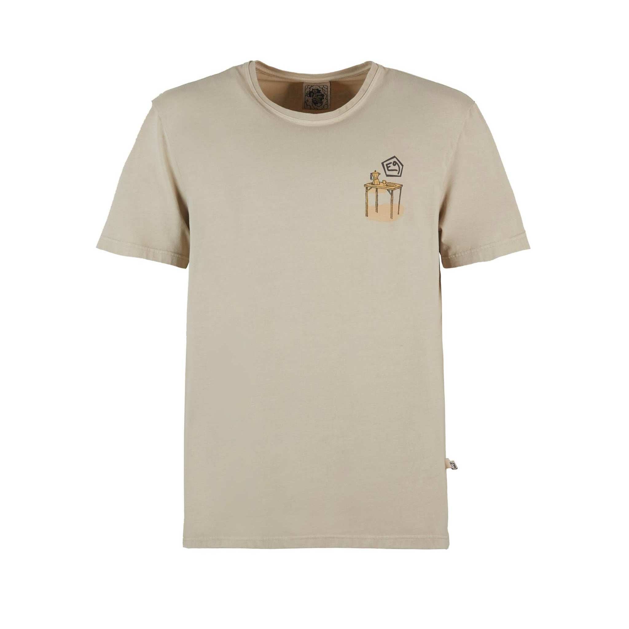 T-shirt in cotone biologico bielastico per outdoor e climbing con stampa frontale e posteriore, vestibilità regular fit made in Italy