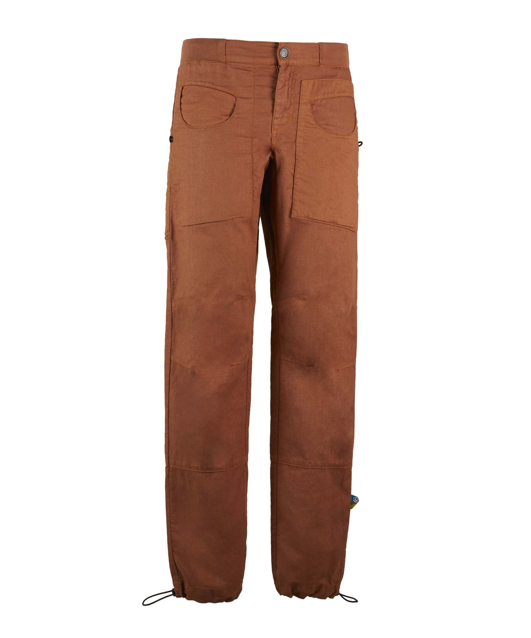 Pantalone tecnico da arrampicata in lino e cotone biologico traspirante con tasche funzionali e cintura elastica, design made in Italy