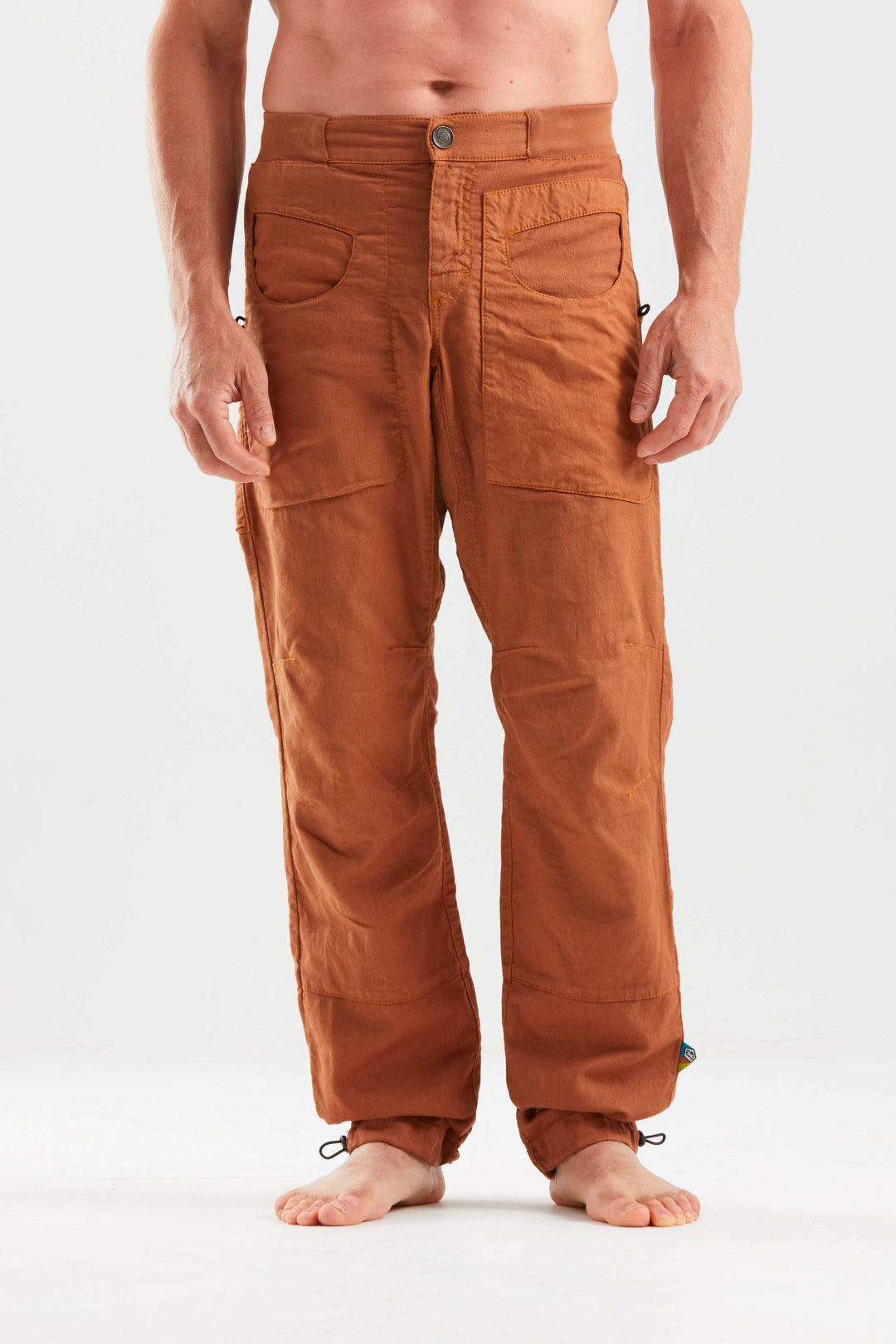 Pantalone tecnico da arrampicata E9 F-BLAT 2 in lino e cotone biologico con cintura elastica e tasche funzionali