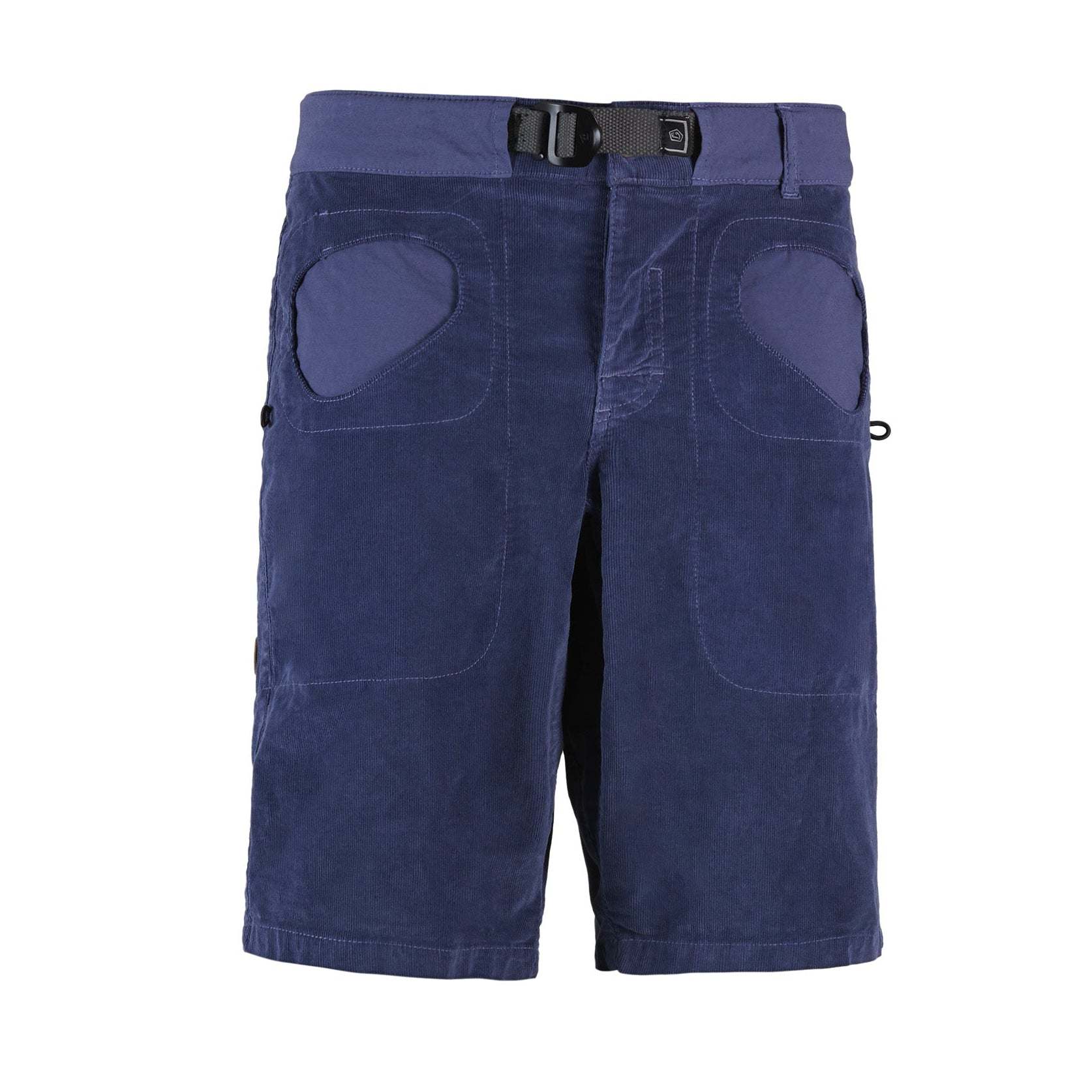 Rondo Belt Short VS climbing shorts in organic cotton corduroy with adjustable belt and eco-leather detail