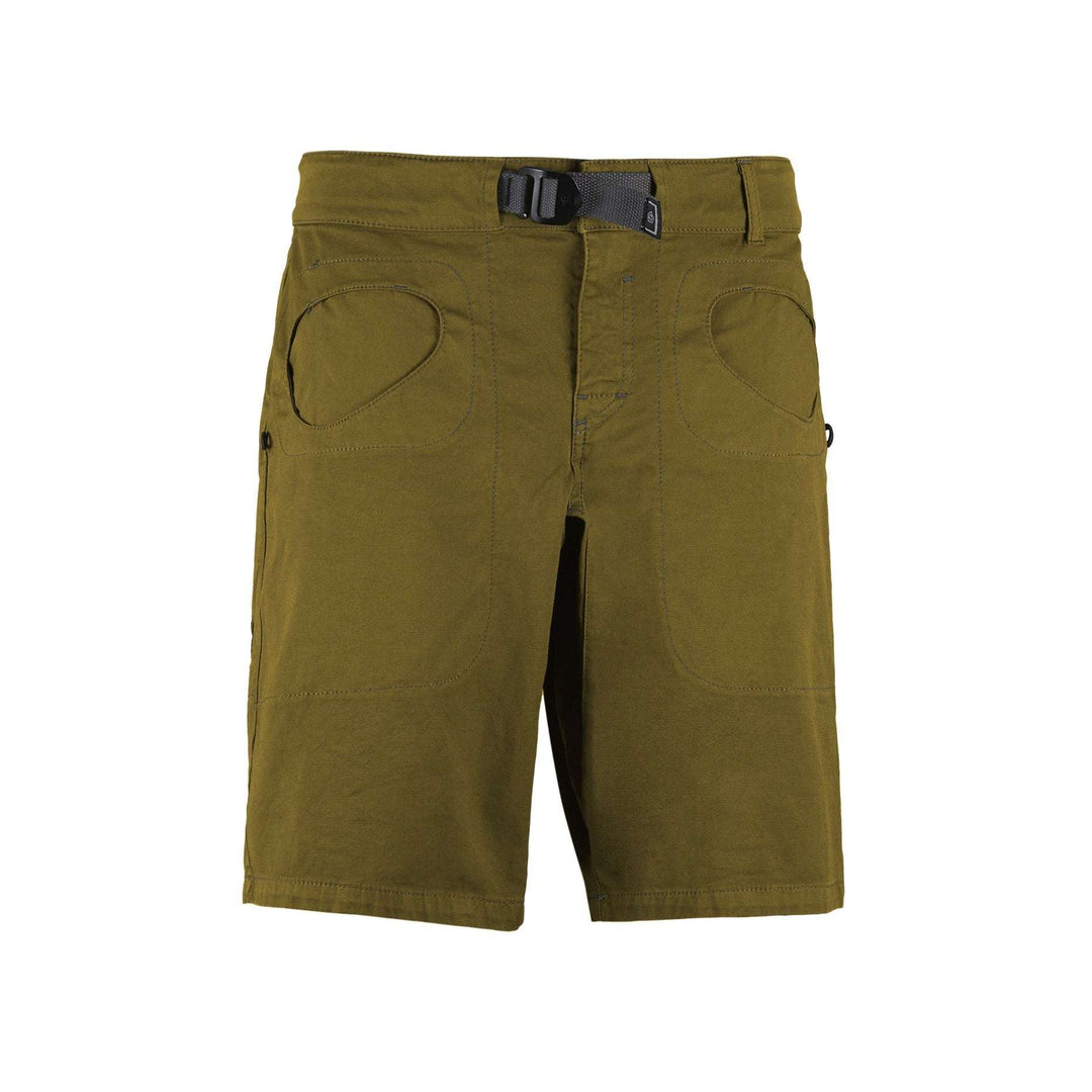 Shorts outdoor e climbing in cotone biologico con cintura regolabile e ricamo logo, made in Italy