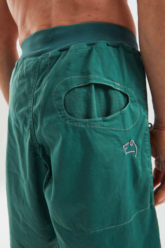 Rondo Short 2.2 urban climbing shorts in stretch organic cotton gabardine with printed fabric pockets and adjustable waist