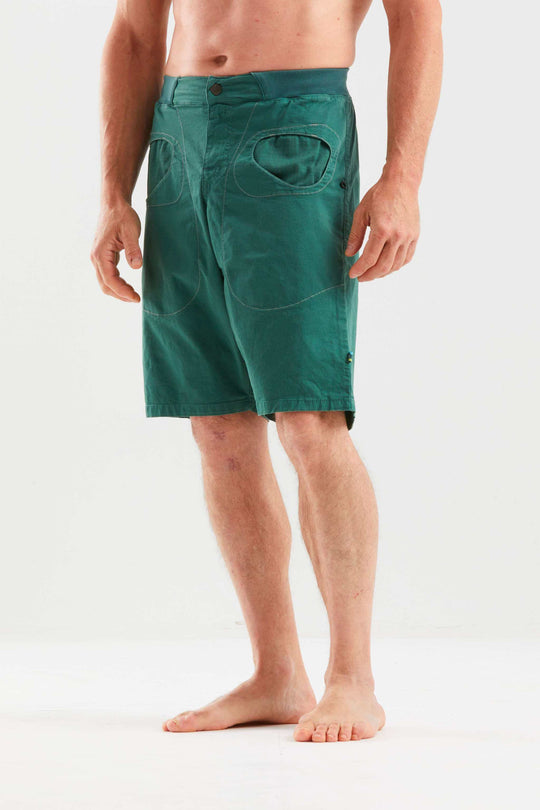 Rondo Short 2.2 urban climbing shorts made of stretch organic cotton gabardine with printed fabric pockets and adjustable waist