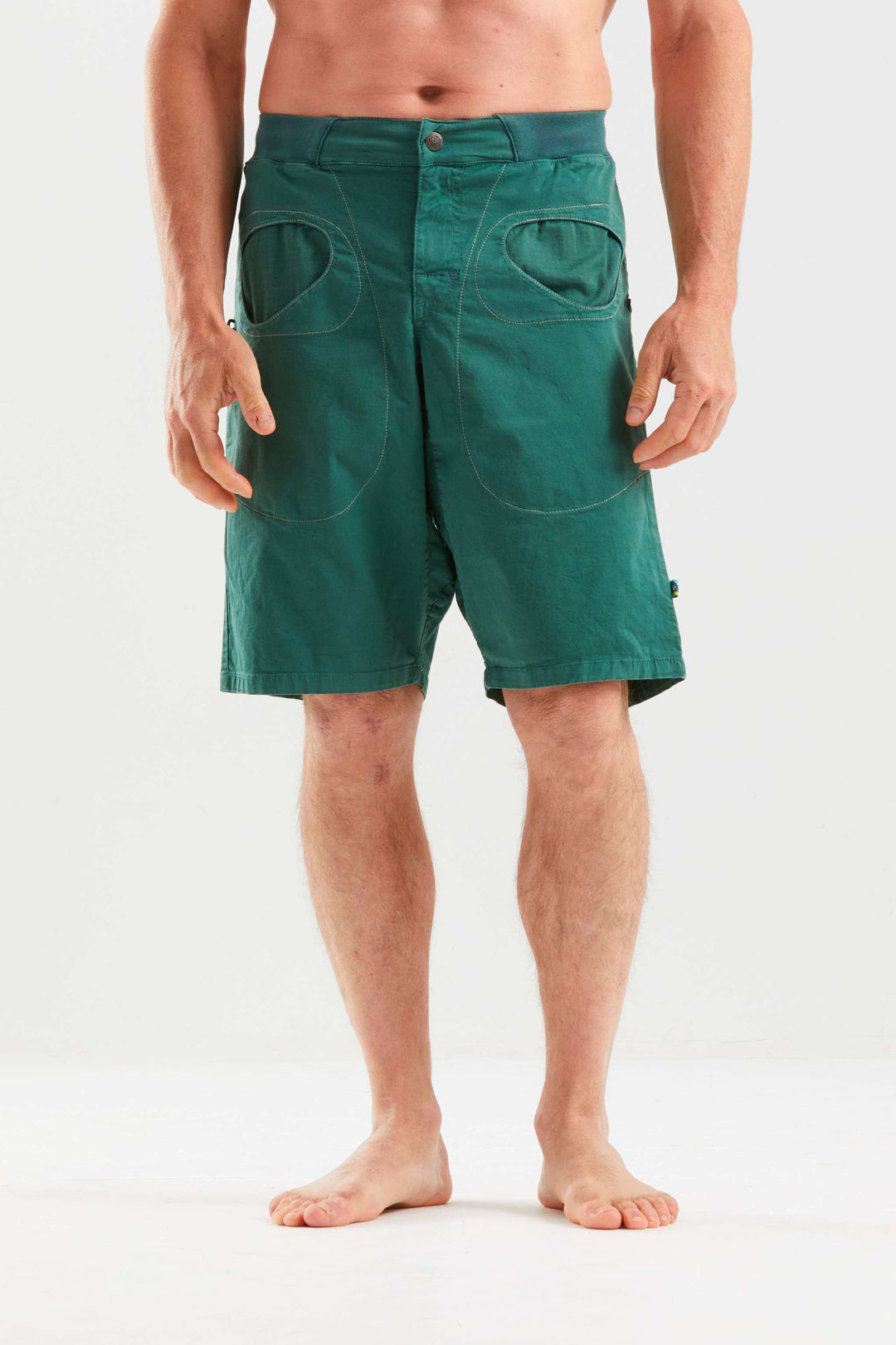 Rondo Short 2.2 urban climbing shorts in stretch organic cotton gabardine with printed fabric pockets and adjustable waist