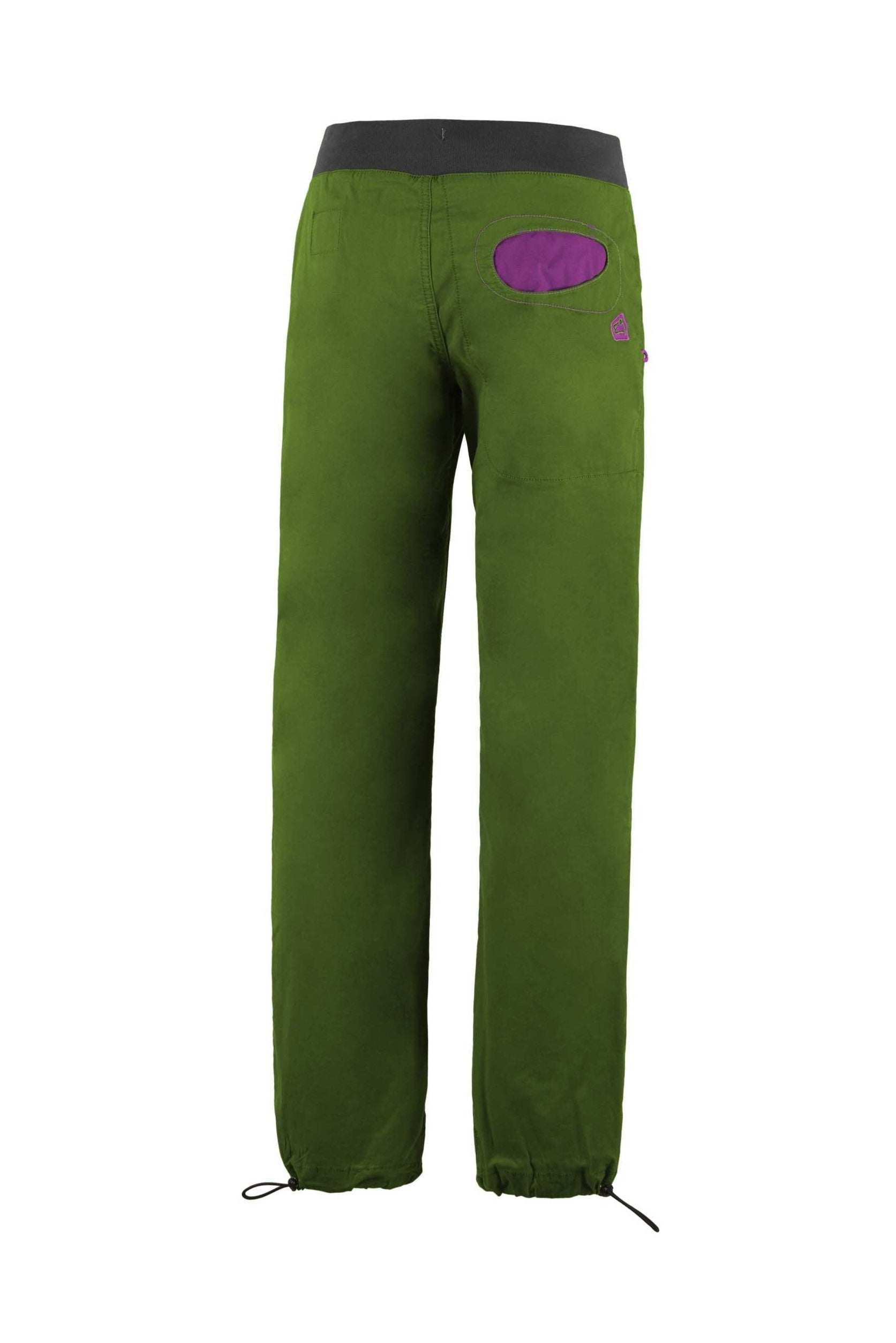 Pantaloni Onda Story in cotone biologico elasticizzato per outdoor e climbing, slim fit con tasche a contrasto e vita regolabile.