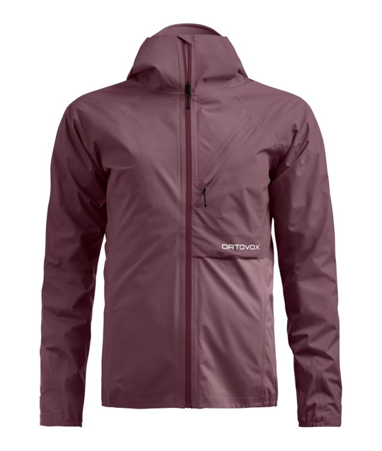 Ortovox Trace 2.5L Jacket W lightweight waterproof women's mountain jacket with breathable 2.5L shell and merino wool hood insert
