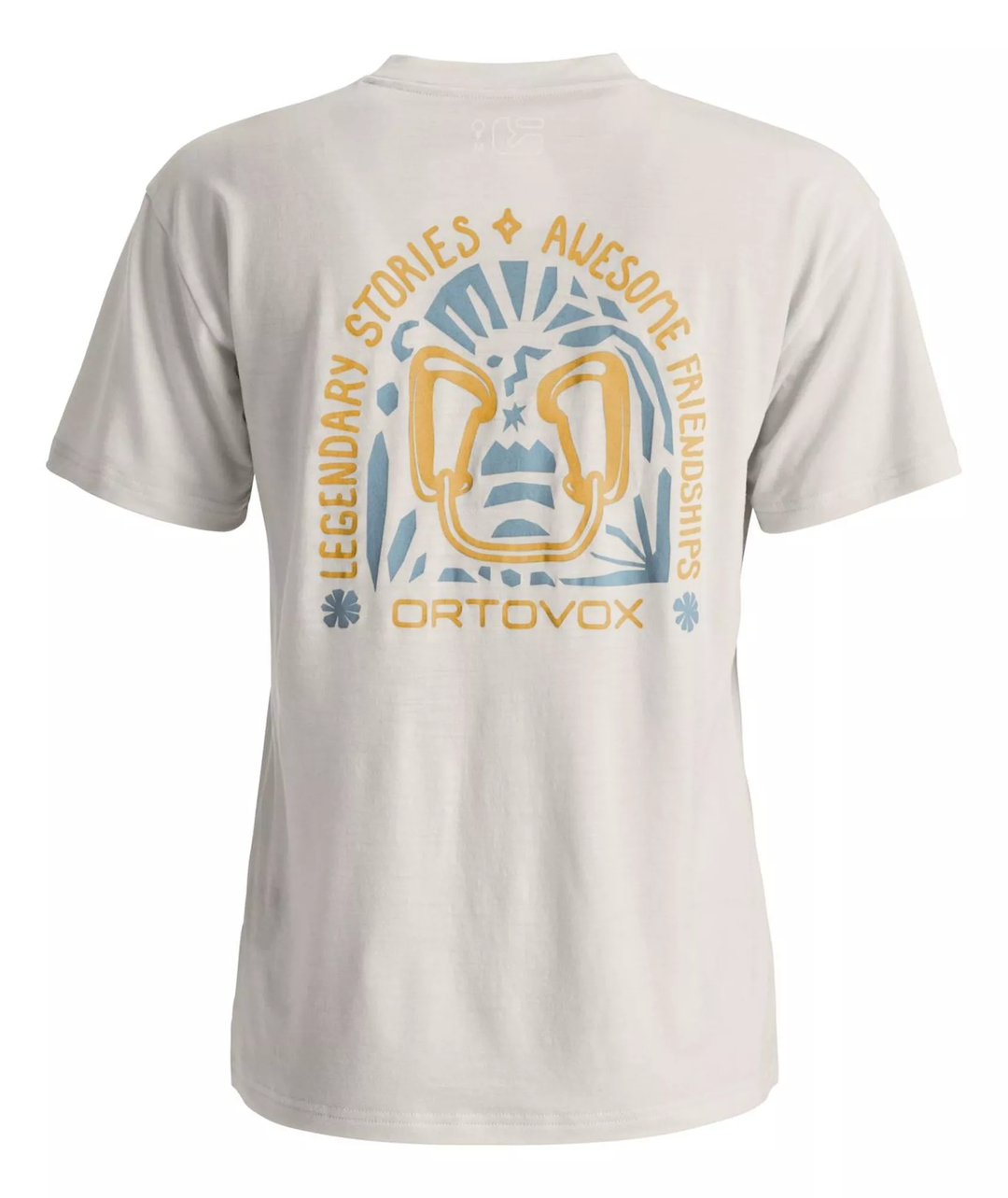 Ortovox 150 Cool Climbing Vibes TS W women's lightweight merino wool climbing t-shirt with breathable, quick-dry fabric and climbing-themed graphic