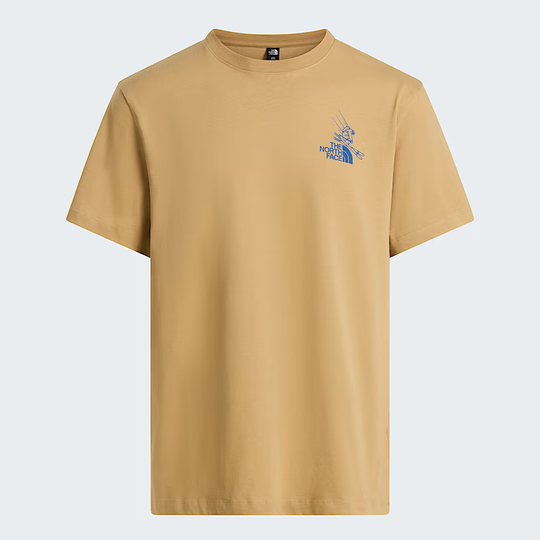 T-shirt grafica montagna maniche corte in cotone 100% con stampa fronte e retro