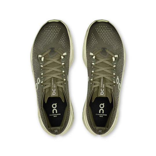 Cloudsurfer Max M running shoe with CloudTec Phase, Helion foam, breathable mesh, and red-gold details